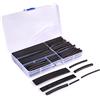 KATUR 150 tubi termorestringenti 2:1, in poliolefina, kit di tubi termorestringenti con custodia in plastica (nero, 8 misure)