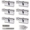 Generico Set 6 Pezzi Cilindro per Serrature 30/30mm, Cilindro con Pomello, Viti e Chiavi Incluse, Montabile Facilmente, Serratura per Porte e Garage, Anti-perforazione, Chiave Unica, Lunghezza 60mm