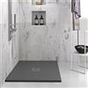 Yellowshop - Piatto doccia quadrato marmoresina 80x80 o 90x90 cm h 2,5 cm HEAVY Antracite con sifone, piletta e copripiletta inox (80x80 cm)