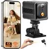 Chujianxi Mini Telecamera WiFi Interno 4K UHD, Telecamera Senza Fili per Casa | Mini Camera con Batteria da 3000mAh (60 Giorni in Modalità di Attesa), Microcamera Senza Fili Interna, Visione Notturna