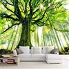 Yimesoy Foto Personalizzata Carta Da Parati Verde Foresta Albero Paesaggio Murale Papel De Parede 3D Soggiorno Moderno Camera Da Letto Tv Sfondo Pittura Murale Wall 400Cm(W)×280Cm(H)