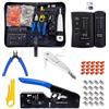 Yavinane Set di attrezzi di rete, Pass Through RJ45, pinza crimpatrice per Cat5/Cat6/Cat7, con 20 connettori RJ45, tester di rete, strumento LSA, pinza spellafili e kit di riparazione