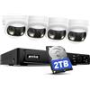 ANNKE Sistema di telecamera di sorveglianza 4K, 8 canali, 12 MP, NVR con disco rigido da 2 TB, 4 X 8 MP, doppia fotocamera PoE, vista panoramica a 180°, visione notturna a colori, rilevamento persone
