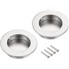 QUARKZMAN 2 Pezzi Maniglie A Scomparsa In Acciaio Inox 40mm/1.57 Per Porte Scorrevoli Con Viti Design Rotondo Incorporato Maniglie A Dito Per Porte Scorrevoli Fienili Bypass
