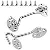 OHiZVZV 2 ganci antipioggia da 10,2 cm con occhiello, set di chiusura per porta in acciaio inox, ganci stabili per porta del garage, finestra, porta fienile, porta della cantina (argento)