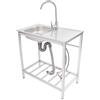 hongward Lavello da esterni autoportante, lavello da cucina con lavello e rubinetto, in acciaio inox, lavello da cucina autoportante