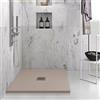 Yellowshop - Piatto doccia quadrato marmoresina 80x80 o 90x90 cm h 2,5 cm HEAVY Tortora con sifone, piletta e copripiletta inox (90x90 cm)