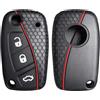 OTMIK Custodia in Silicone per chiavi dell'auto adatto per Fiat Stilo Grande Punto Bravo Linea Idea Panda 500 Accessori per chiavi ( Linea Rossa Nera)