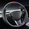 Carodi Coprivolante in fibra di carbonio e pelle per volante auto per Tesla Model 3 / Model Y