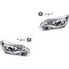 Johns, Set di fari alogeni anteriori adatti per Ford Focus 11 04/2011-09/2014 H7 H1 sinistra e destra + fendinebbia + lampadina