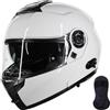 ILM Bluetooth Casco Moto Modulare Omologato ECE22.06 Intercom per 2-3 Piloti Doppia Visiera con Maschera Modello 159BT,Bianco,XL