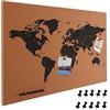 Bakaji Pannello Bacheca Mappamondo in Sughero Cartina Geografica Mappa del Mondo telaio Legno Dimensione 60 x 40 cm da Parete Muro Design Moderno con 10 Puntine Idea Regalo
