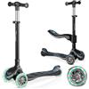 Nukido Monopattino per bambini - Monopattino a tre ruote con sedile - Ponte luminoso - Ruote a LED - fino a 50 kg - Argento Nero