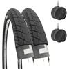 ECOVELO' 2 COPERTONI 24 X 1.75 (47-507) + CAMERE PNEUMATICI STRADALI NERI GRAZIELLA CITY BIKE BICI 24 POLLICI