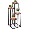 Relaxdays Scaffale Portavasi, 4 Ripiani Quadrati, Mobile Portafiori in Metallo, 100x40x40 cm, Tavolino per Vasi, Nero