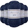 Utopia Crafts JOY DK, 5 gomitoli di filato acrilico da 50 g (250 g), lana per uncinetto e maglia, morbida lana per lavorare a maglia (blu jeans)