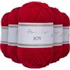 Utopia Crafts JOY DK, 5 gomitoli di filato acrilico da 50 g (250 g), lana per uncinetto e maglia, morbida lana per lavorare a maglia (rosso classico)