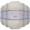 Utopia Crafts JOY DK, 5 gomitoli di filato acrilico da 50 g (250 g), lana per uncinetto e maglia, morbida lana per lavorare a maglia (crema)