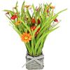 Flair Flower Erba artificiale con margherite, semi di papavero in vaso, 40 cm, gerbera, erba artificiale, ciuffo, decorazione per erba, pianta verde, pianta ornamentale, arbusti, arancione