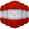 Utopia Crafts JOY DK, 5 gomitoli di filato acrilico da 50 g (250 g), lana per uncinetto e maglia, morbida lana per lavorare a maglia (arancione zucca)