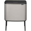 Brabantia Pattumiera Bo Touch 23+11L - Doppio scomparto per la raccolta differenziata | Secchio spazzatura con coperchio soft touch e secchi interni | Cestino con piedini antiscivolo | Soft Grey