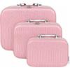 VKZ Set di 3 Beauty Case Donna Rigidi da Viaggio, Beautycase da Viaggio Donna Grande, Medio e Piccolo, Porta Trucchi con Maniglia e Cerniera,Rosa1