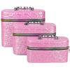 VKZ Set di 3 Beauty Case Donna Rigidi da Viaggio, Beautycase da Viaggio Donna Grande, Medio e Piccolo, Porta Trucchi con Maniglia e Cerniera,Fucsia3