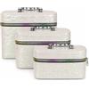 VKZ Set di 3 Beauty Case Donna Rigidi da Viaggio, Beautycase da Viaggio Donna Grande, Medio e Piccolo, Porta Trucchi con Maniglia e Cerniera,Cipria