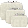 VKZ Set di 3 Beauty Case Donna Rigidi da Viaggio, Beautycase da Viaggio Donna Grande, Medio e Piccolo, Porta Trucchi con Maniglia e Cerniera,Panna1