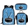THKVSV Zaino per la scuola media, per ragazzi, alla moda, borsa per il pranzo, borsa per matite, borsa per libri, stampa basket, Hockey su ghiaccio 1, One Size, Zaino daypack