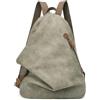 KL928 Zaino vintage in tela e vera pelle, in stile retrò, per uomo e donna, da viaggio, indossabile come monospalla, L, Rucksack
