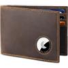 VISWORLD Portafoglio da uomo con supporto Airtag, portafoglio bifold in pelle pieno fiore per Apple Air Tag, portafoglio sottile da uomo con blocco RFID, 11 scomparti per carte di credito