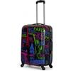 Valigeria.shop Valigia trolley uomo donna capiente leggero rigido in policarbonato con 4 ruote tasche valigie viaggio bagaglio a mano 55x40x22 cm da cabina piccolo S con disegni Fant: Monumenti S (55x40x22)