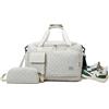 Balakaka 34 L Borsone da Viaggio con Borsa Piccola da 1,5 L, Impermeabile Grande Capacità Borsa Sportiva da Palestra con Scomparto Scarpe, Borsa da Weekend con Tasca Bagnata per Donne, Beige