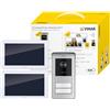 VIMAR K42946 Kit videocitofono WIFI multifamiliare, videocitofoni touch screen, targa lettore RFID 2 pulsanti, alimentatore multispina, staffe per fissaggio