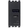 Vimar 19292.AC.15 Arké Alimentatore USB 15 W 3 A 5 V per dispositivi elettronici, uscite USB A e USB C