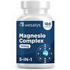 WESALYS Magnesio Completo 400mg, 180 Capsule, Magnesium Complex 5 in 1, Bisglicinato, Citrato, Pidolato, Malato e Carbonato, Contribuisce a Ridurre la Stanchezza e l'Affaticamento