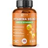 VIVACAPS Vitamina d3 k2 mk7 vegana alto dosaggio 365 Micro compresse, Vitamina d3 2000 ui e 200 mcg di Menachinone per sistema immunitario, ossa e denti - Made in Italy