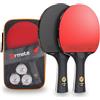 ermete Set da ping pong, 2 racchette da ping pong professionisti, 3 palline da ping pong e borsa per il trasporto, ideale per principianti, famiglie e professionisti