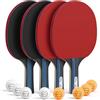 Glymnis Racchette Ping Pong, Ping Pong Set Portatile con 4 Racchette
