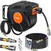 MASKO® Avvolgitore per tubo ad aria compressa automatico Attacco 1/4 - Avvolgitubo Portatubo a muro Avvolgitore per tubo Avvolgitore per tubo ad aria compressa, Grigio, 20m