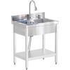 RivieraSink RiveraSink Lavello in Acciaio Inox Autoportante 70×50×80 cm con Rubinetto Estraibile 3 Funzioni, Paraspruzzi e Scolapiatti - Lavello Professionale 1 Vasca per Cucina, Ristoranti, Giardino e Esterni