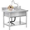 RivieraSink RiveraSink Lavello Autoportante in Acciaio Inox 100×55×80 cm - lavello da esterno con Rubinetto Estraibile e Ripiano, Stazione di Lavaggio per Ristorazione, Lavanderia ed Esterno