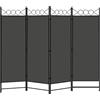 WOLTU Separe Divisorio Interno, Paravento da Interno, Divisorio Pieghevole a 4 Pannelli, per Interni, Esterni, Soggiorno, Camera da Letto, Ufficio, Terrazza, 223x172 cm, Grigio Scuro