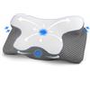 Gaethra Cuscino Cervicale per Dormire, 2 in 1 Cuscino in Memory Foam per Dolore alla Spalla, Cuscino Ortopedico Ergonomico per chi dorme sul Fianco, Sulla Schiena e Sullo Stomaco-63 x 12/9 x 34 cm