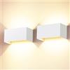 Cwycfw 2 Pezzi 24W Applique da Parete Interno/Esterno 3000K Bianco Caldo Applique Esterno Angolo del Fascio Regolabile Moderno Lampade da Parete IP65 Impermeabile Bianco Aapplique da Esterno
