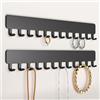 Josmimic Portagioie da parete, robusto organizer per collane, bracciali e orecchini, soluzione salvaspazio, facile da montare con adesivo, metallo, nero
