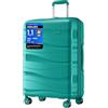 KONO Valigia Media Rigida da 65cm Trolley Medio Leggero Polipropilene Valigie con TSA Lucchetto e 4 Ruote (Verde)