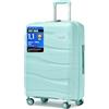 KONO Valigia Media Rigida da 65cm Trolley Medio Leggero Polipropilene Valigie con TSA Lucchetto e 4 Ruote (Verde chiaro)