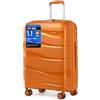 KONO Valigia Media Rigida da 65cm Trolley Medio Leggero Polipropilene Valigie con TSA Lucchetto e 4 Ruote (Arancione)